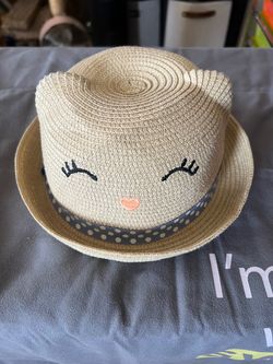 Kids Straw Fedora Hat with Cat Ears