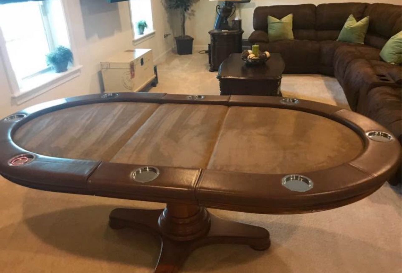 84” Professional Poker Texas Hold ‘Em Table Set With Chairs