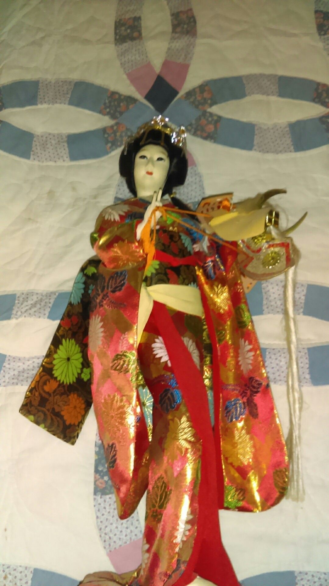 Vintage Nishi doll , 1950's handmade, silk clothing , 24 inch. Tall