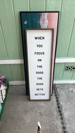 Tall Framed Motivational Quote Wall Sign