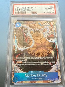One Piece Monkey D. Luffy OP13 Treasure Rare PSA 10