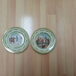 Pair French Sevres style  Porcelain Napoleonic  Cabinet Plates.
