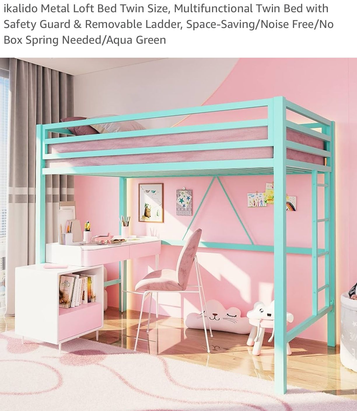 Aqua Green beautiful Space Saving Loft bed