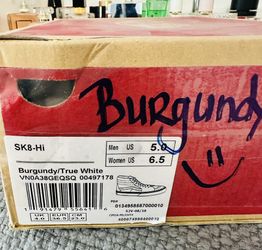 Vans Unisex Sk8 Hi Skateboarding Shoes VN0A4U3C5U7 Port Royale True White Burgundy Size 5 Or Women s 6.5 for Sale in Los Angeles CA OfferUp