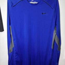 RARE Nike DARK Blue Grey Men’s Dri-Fit Legend Long Sleeve Fitness Large VINTAGE