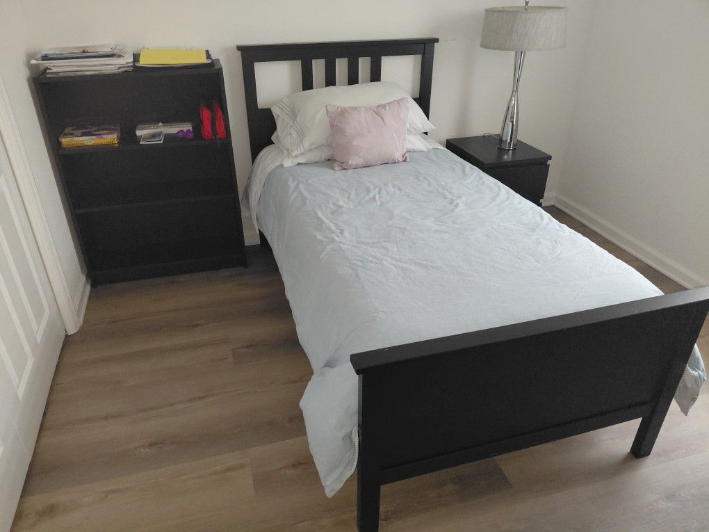 Bed Frame , Mattress, Book Stand And Night Table Combo