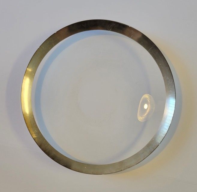 Clear Glass Plate/dish/bowl/platter 13 Inch diameter With Silver Trim Around The Edge.