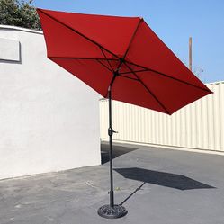 $60 (New in Box) Patio set (10ft umbrella and base stand) tilt crank, outdoor garden market, beige or red color