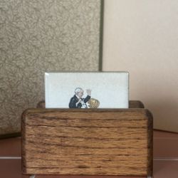 Vintage Wooden Coaster Holder With 6 Coasters