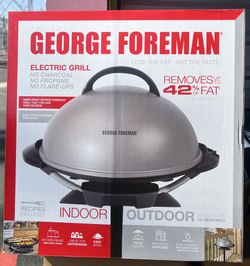George Foreman Silver 12+ Servings, Indoor/Outdoor Electric Grill 