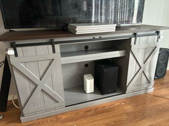 Farmhouse sliding door tv stand