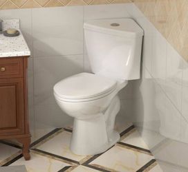 Simple project 2 Piece Corner Toilet Elongated, 0.8 GPF/1.28 GPF Dual Flush Compact 17.2" Comfort Height Bowl, Ideal for Corner Spaces