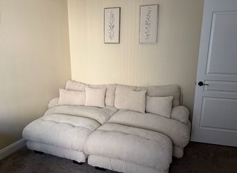 Loveseat Modular Sectional Sofa, U Shaped Couch with Two Ottoman