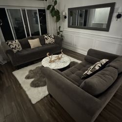 Grey tufted Couch and Love Seat 