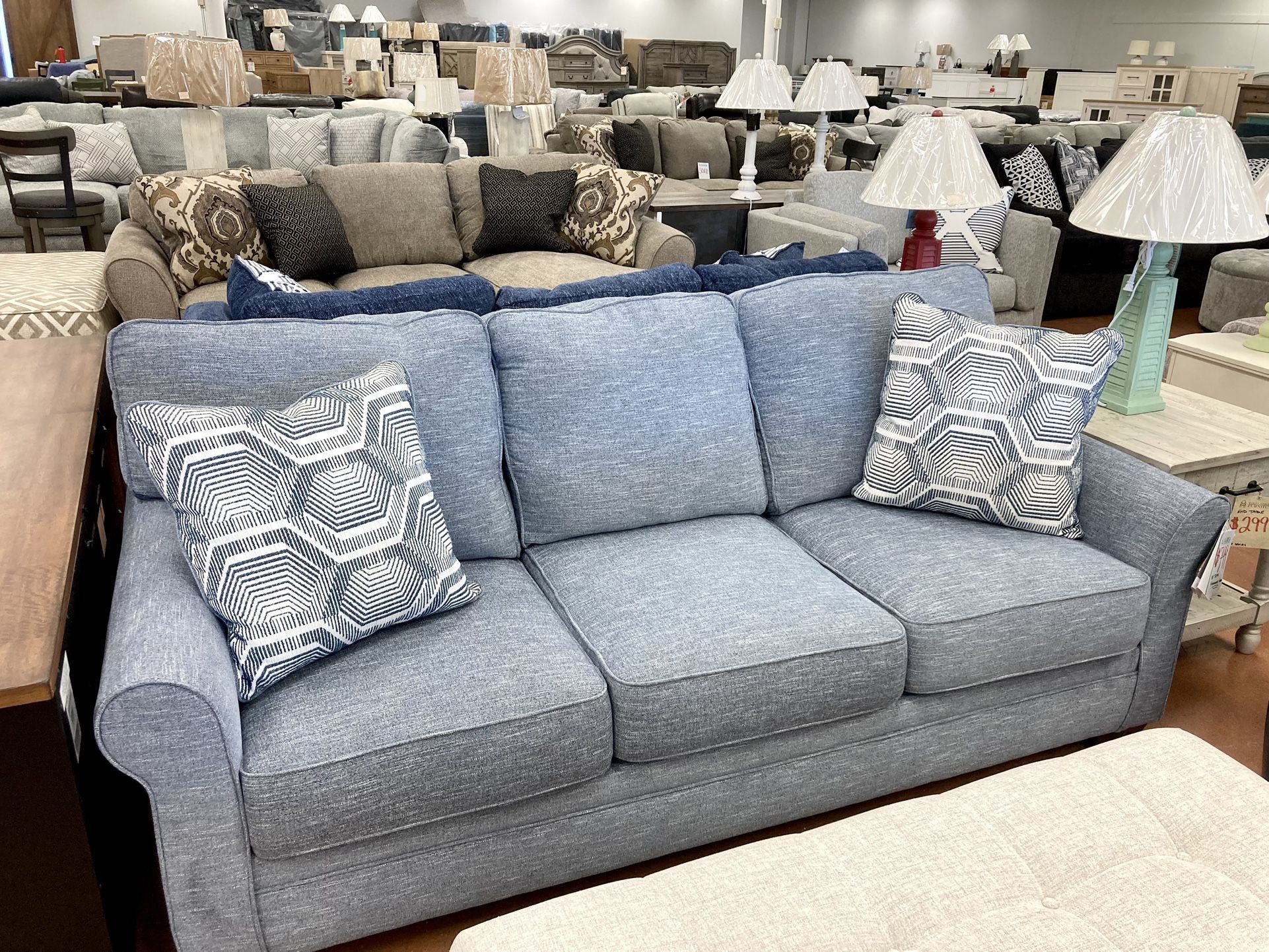 New 88” Blue Sofa — PERFORMANCE FABRIC