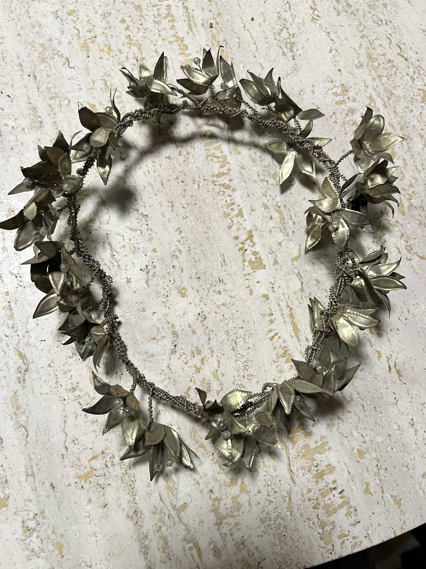 Vintage German Metal Laurel Leaf Bridal Wedding Crown 