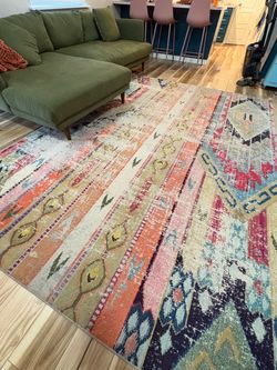Large boho multicolored rug