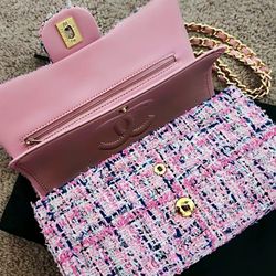 Multicolor Classic Tweed Shoulder Purse 