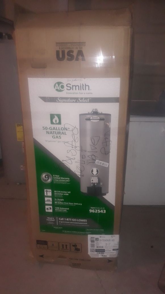 Water heater gas natural 50 gallons new