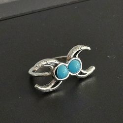 TURQUOISE  DOUBLE LUCKY HORSESHOE LADIES NEW SIZE 6 RING