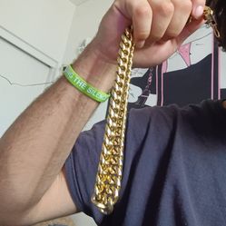 22" Sterling Silver Gold Plated Cuban Link 