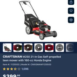 FOR SALE: CRAFTSMAN M250 21-in. 160cc Honda
