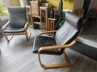 Leather Ikea Poang Chairs