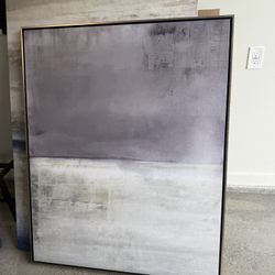 Z Gallerie Large Modern Abstract Framed Canvas – Neutral Gray Minimalist Art (48x60)