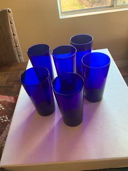 Set of 6 Cobalt Blue Glass Tumblers