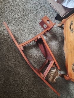 Folk Art Rocking Horse Made From Wine Barrel