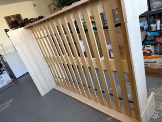 Bed Frame with Slatted Wood Panel