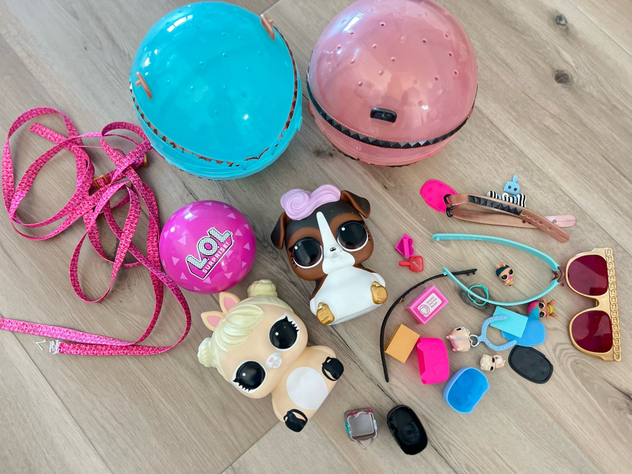 LOL dolls pets piggie bank with ball handbag holder accessories doggie pet pink blue puzzle bundle