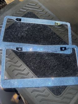 2pc blue bling license plates