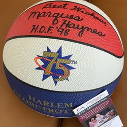 MARQUES HAYNES Signed Basketball Harlem Globetrotters HOF Auto (JSA COA)