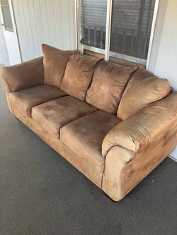 Brown Microsuede 3-Seat Sofa