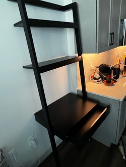 Crate and Barrel leaning desk shelf
