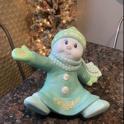 SNOWMAN FIGURE CHRISTMAS SNOWMAN FIGURINE CERAMIC