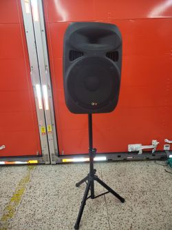 QFX SBX-1505 15" Powered PA Speaker – Built-In Amplifier – Speaker Stand Included
