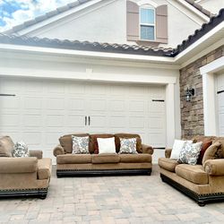 Brown 3 piece Couch Set