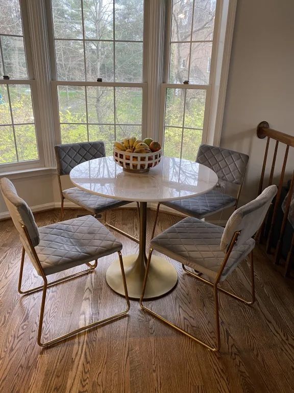 White Marble Top And Gold Tulip Leilani Dining Table for Sale in Solana Beach CA OfferUp