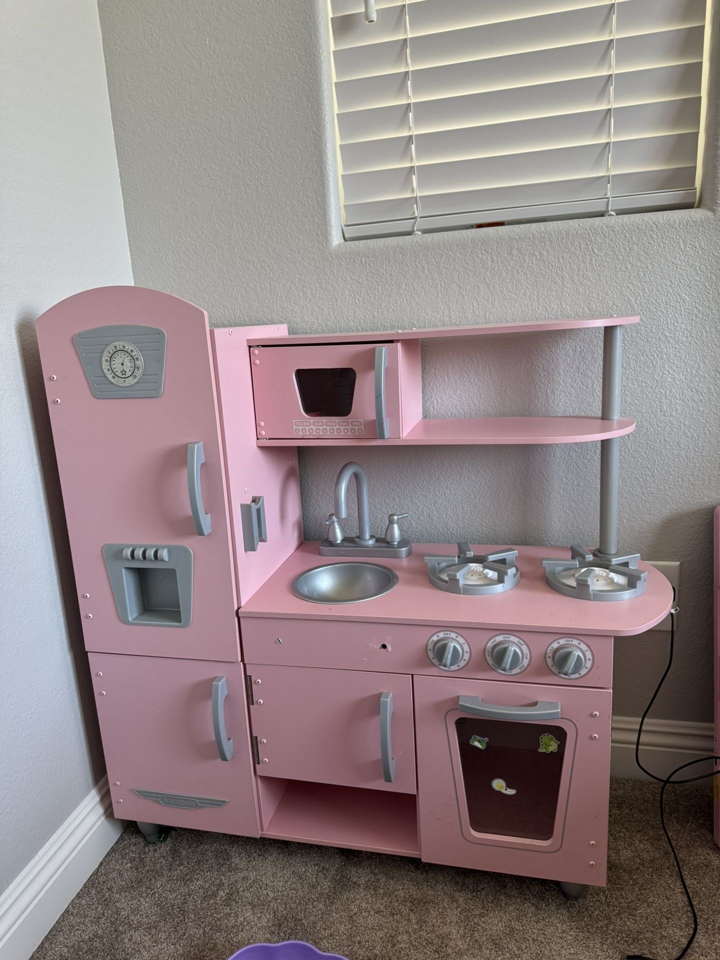 Kitchen Playset for Kids Ages 3-8, Wooden Pretend Play Kitchen, Including Telephone