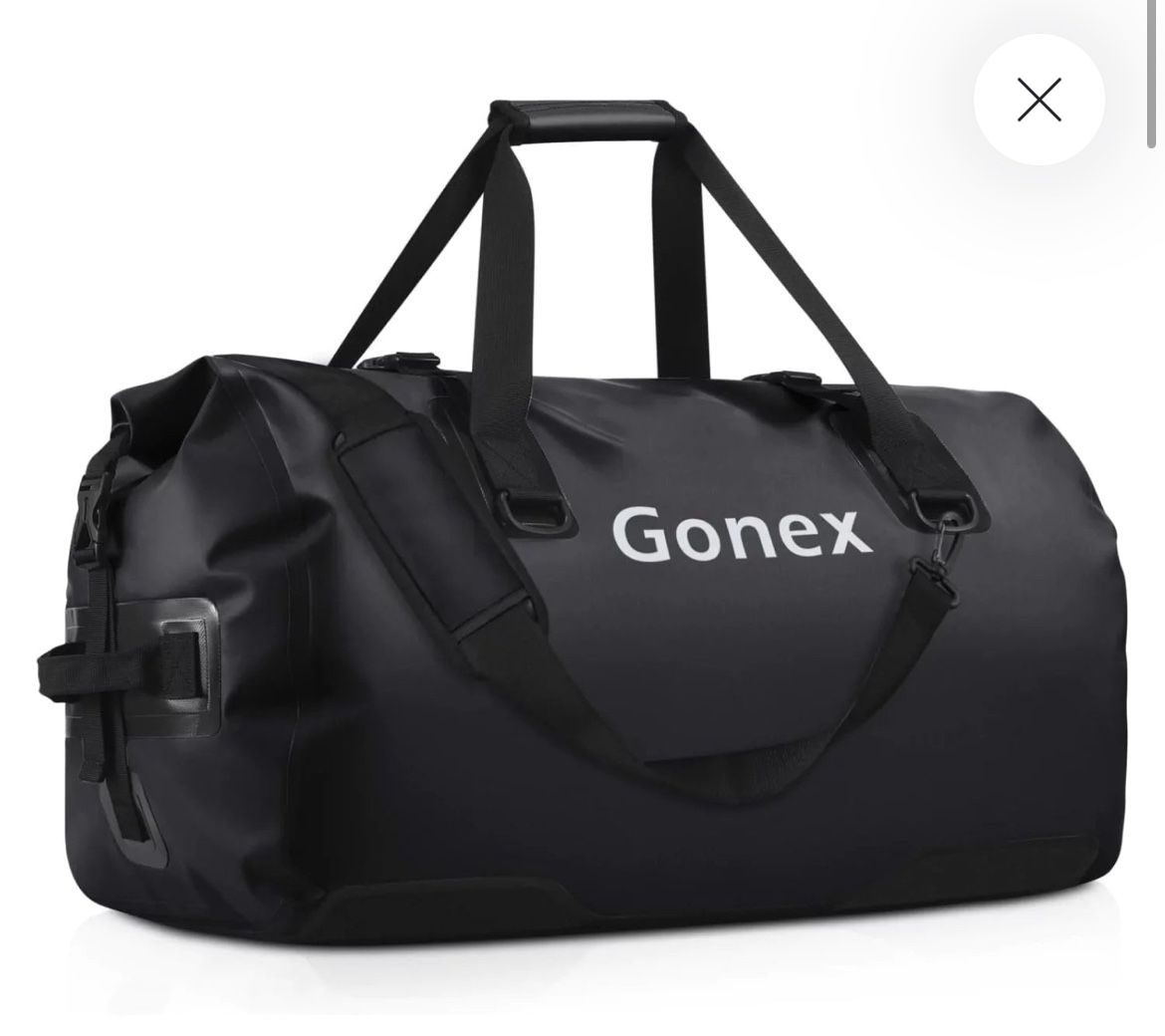 NEW - Gonex 80L Extra Large Waterproof Black Duffel Bag for Kayaking, Hiking, Camping, Fishing