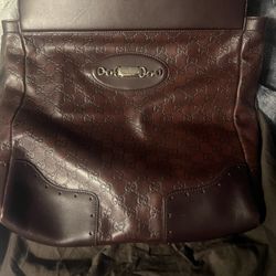Authentic Large Brown Gucci Leather Bag 