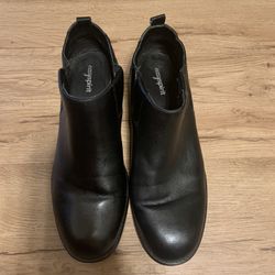 Black Leather Low Boots