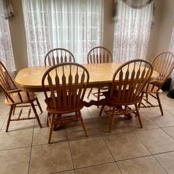 6 Chair Wood Kitchen Table Expandable