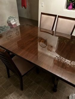 Wooden Dining Table w/ 3 Chairs