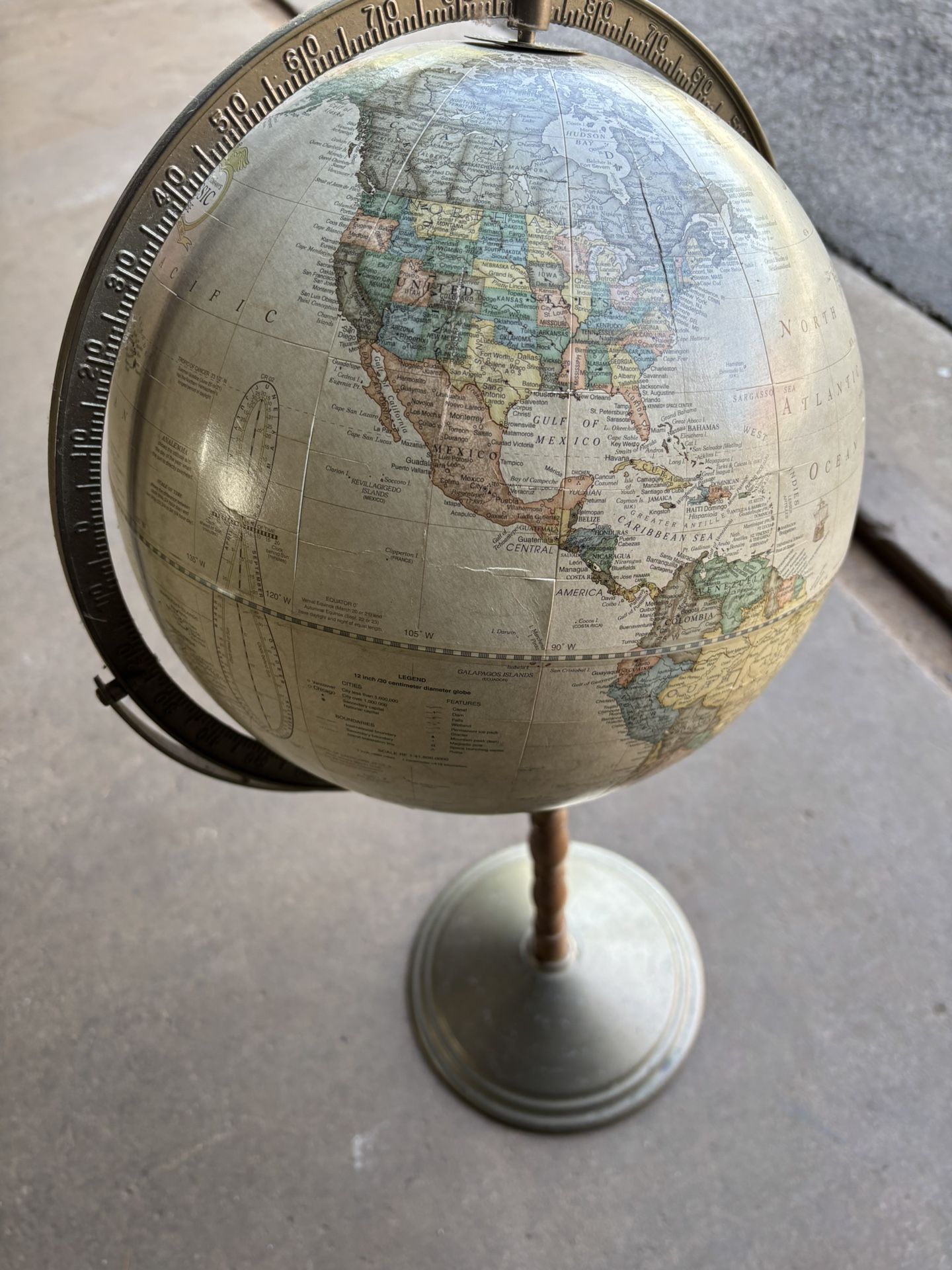 Vintage 12” Globe With Stand