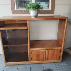 Solid Wood TV Stand With Wheels