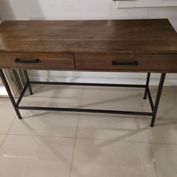 Corinna Wood Angle Leg Sofa Console Medium: 30 inches high, 46 inches wide, and 17 inches deep