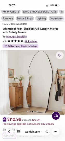Whimsical foot shaped mirror